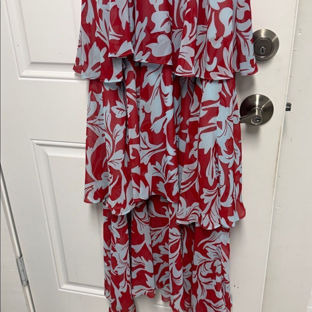 Lulu's Red and Blue Cocktail Dress - Size Small - Worn Once - Tie Front Zip Back - Picture 6 of 7